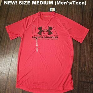 NEW! MEN'S/TEEN UNDER ARMOUR RED ATHLETIC WEAR SHIRT-SIZE MEDIUM